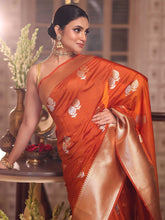 KAVVYA SOFT & LIGHT WEIGHT PURE COPPER SILK SAREE WITH BEAUTIFUL GOLD N SILVER ZARI FLORAL MOTIFS IN SAREE